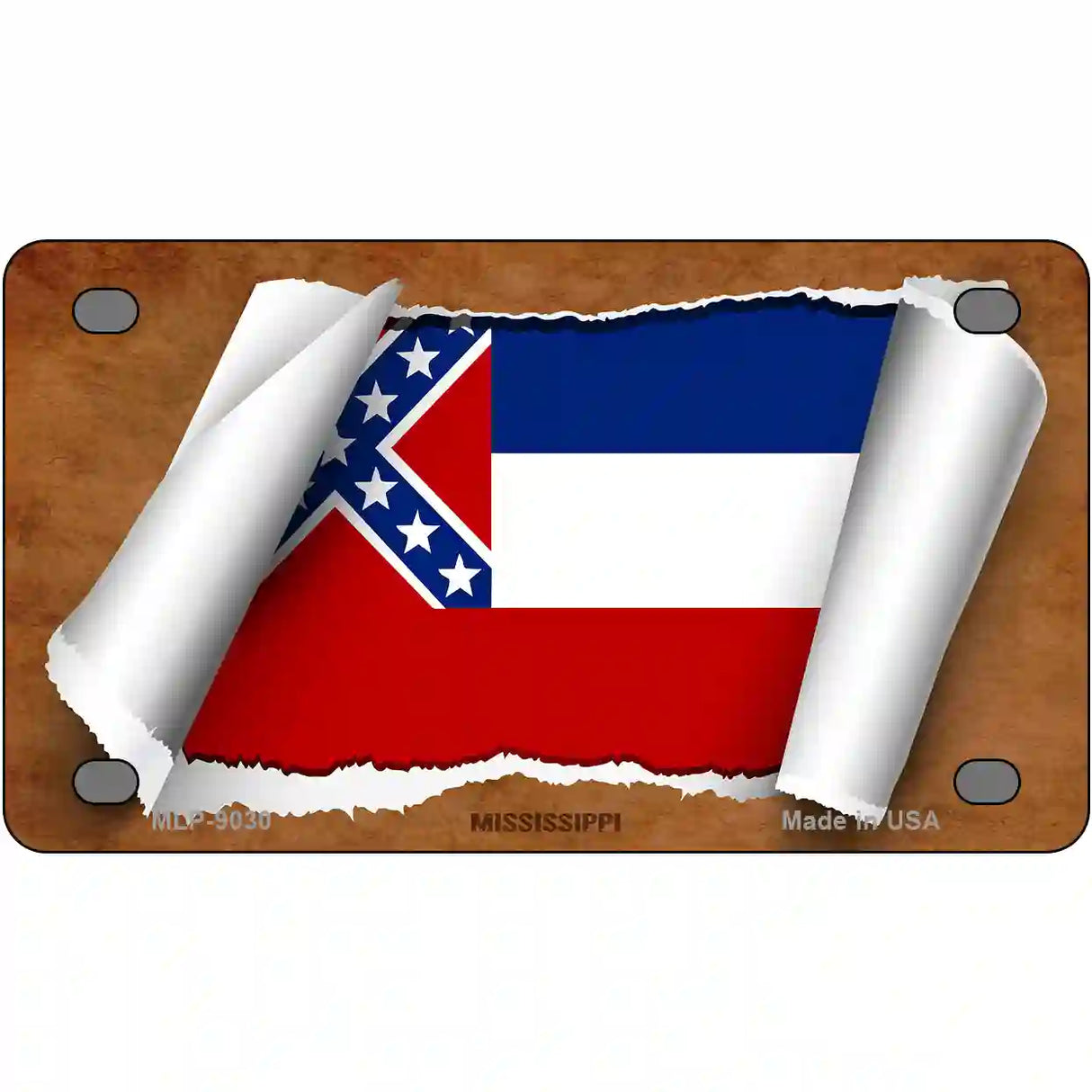 Mississippi Flag Scroll Metal Novelty License Plate 4" x 2.2" (MLP)