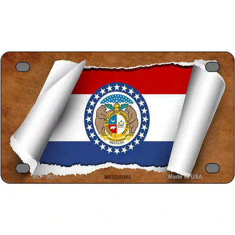 Missouri Flag Scroll Metal Novelty License Plate 4" x 2.2" (MLP)