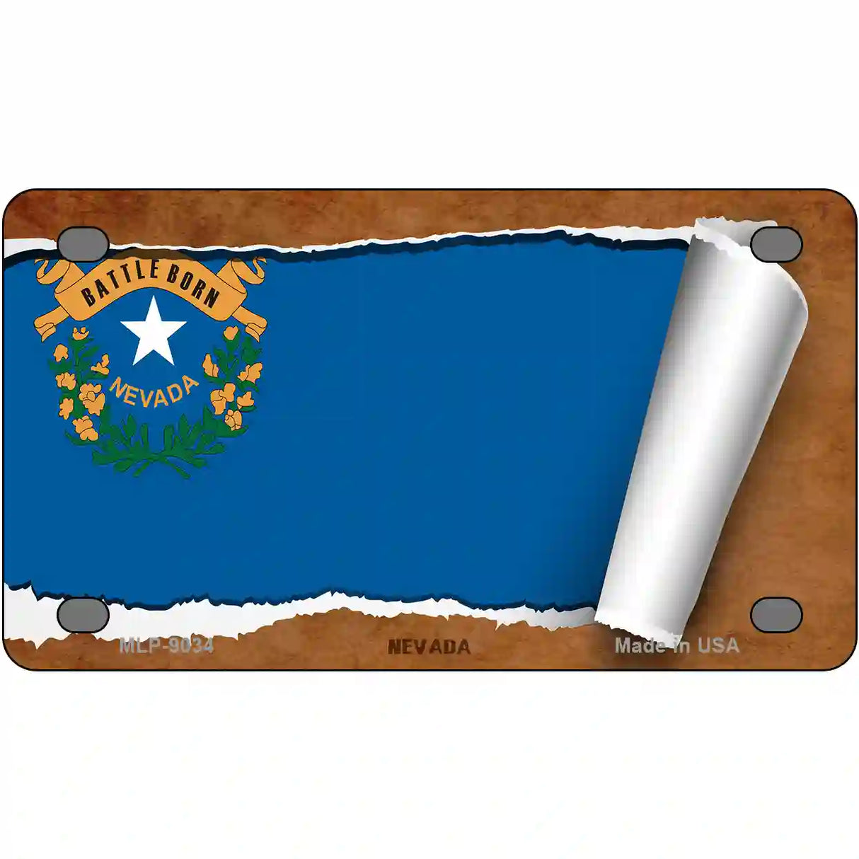 Nevada Flag Scroll Metal Novelty License Plate 4" x 2.2" (MLP)