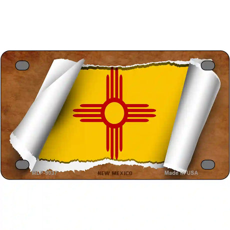 New Mexico Flag Scroll Metal Novelty License Plate 4" x 2.2" (MLP)