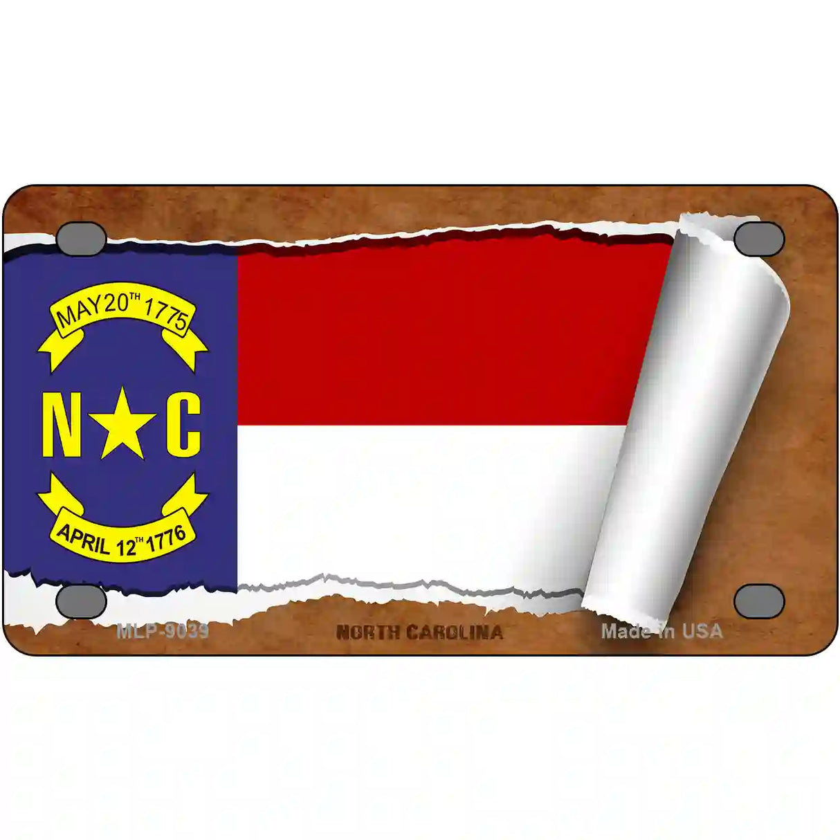 North Carolina Flag Scroll Metal Novelty License Plate 4" x 2.2" (MLP)