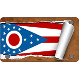 Ohio Flag Scroll Metal Novelty License Plate 4" x 2.2" (MLP)