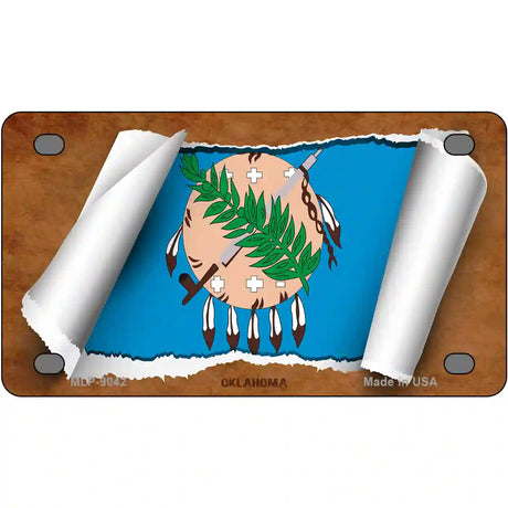 Oklahoma Flag Scroll Metal Novelty License Plate 4" x 2.2" (MLP)