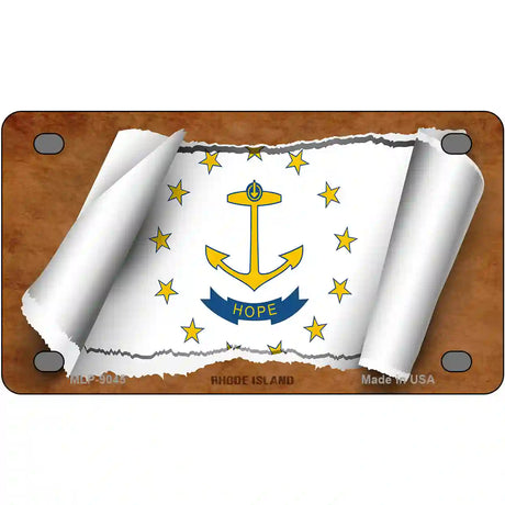 Rhode Island Flag Scroll Metal Novelty License Plate 4" x 2.2" (MLP)