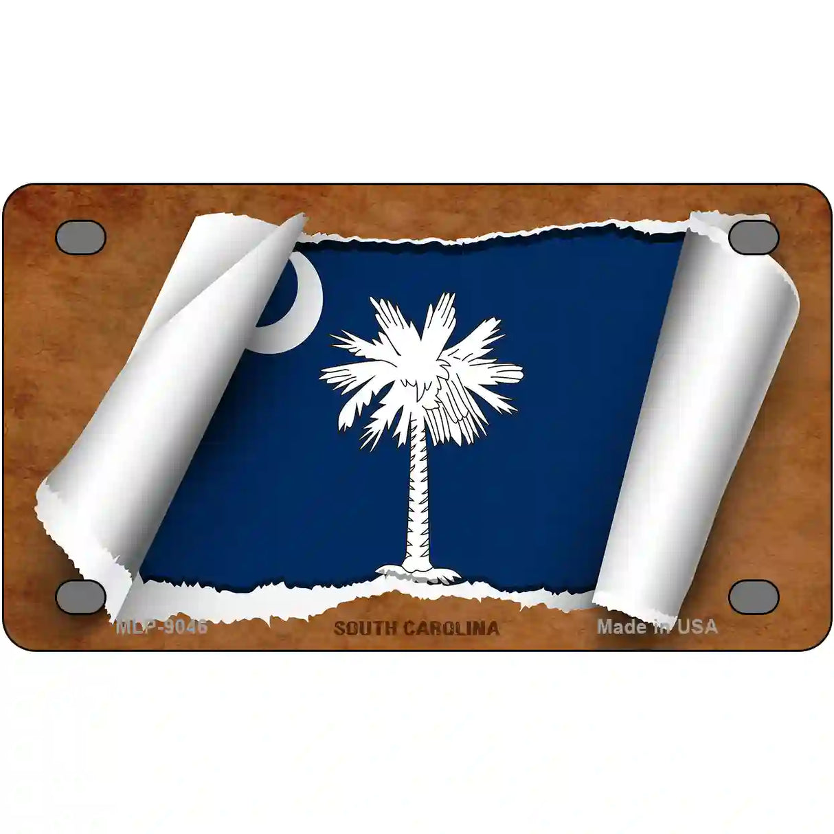 South Carolina Flag Scroll Metal Novelty License Plate 4" x 2.2" (MLP)