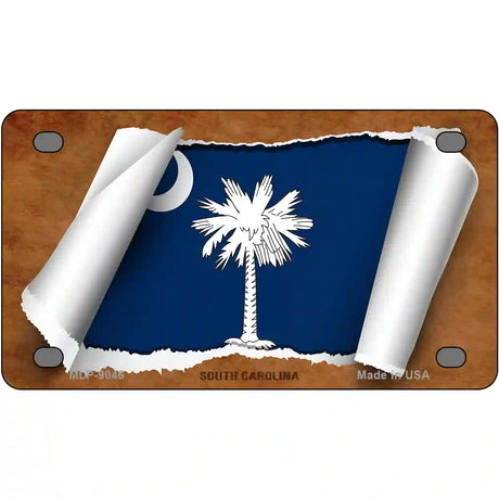 South Carolina Flag Scroll Metal Novelty License Plate 4" x 2.2" (MLP)