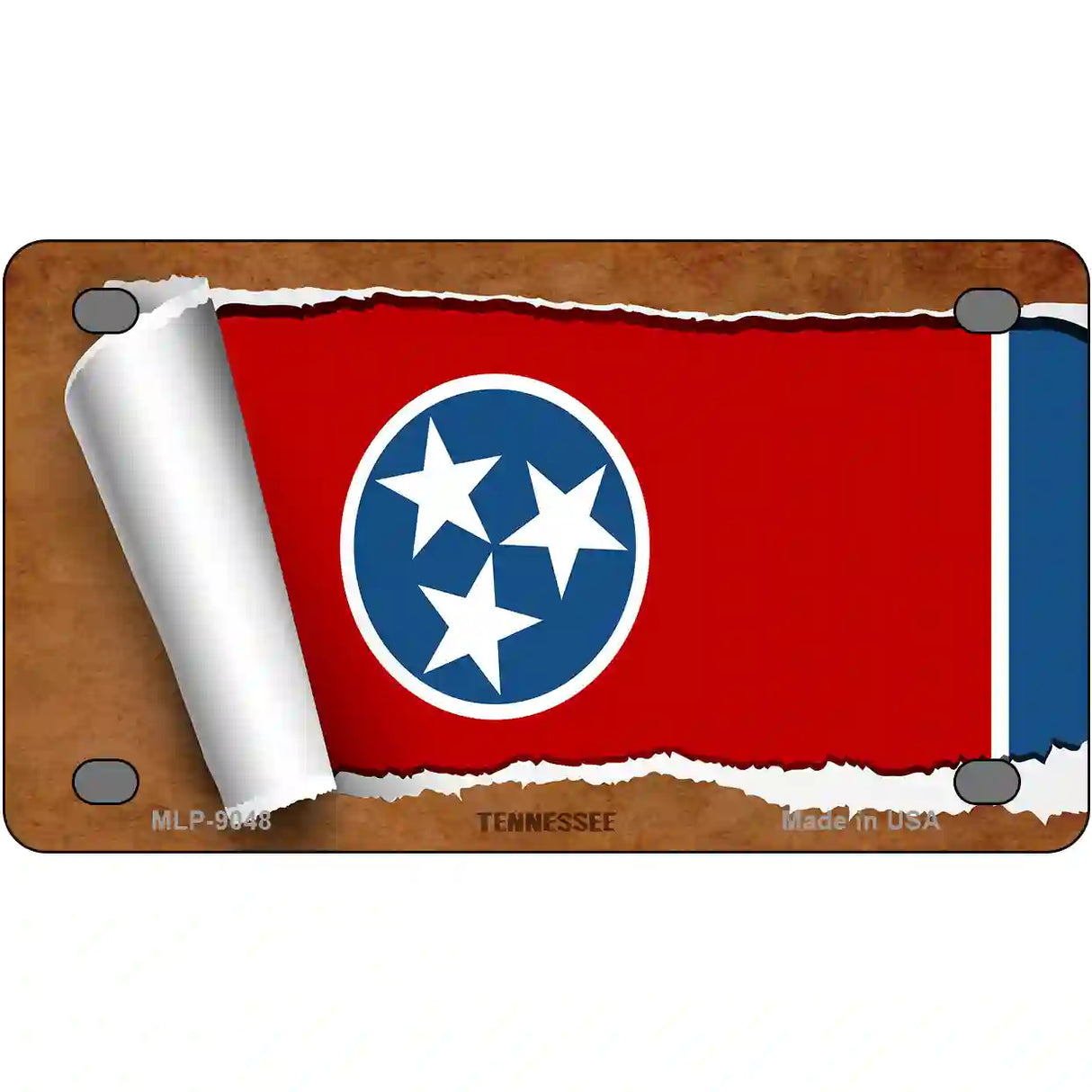 Tennessee Flag Scroll Metal Novelty License Plate 4" x 2.2" (MLP)