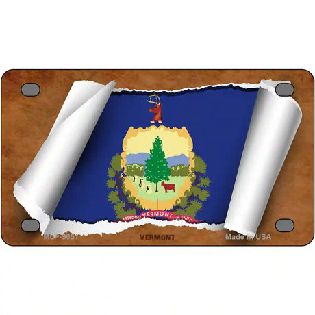 Vermont Flag Scroll Metal Novelty License Plate 4" x 2.2" (MLP)