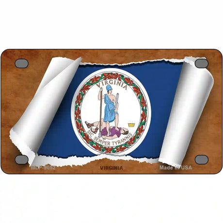 Virginia Flag Scroll Metal Novelty License Plate 4" x 2.2" (MLP)