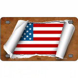 American Flag Scroll Metal Novelty License Plate 4" x 2.2" (MLP)