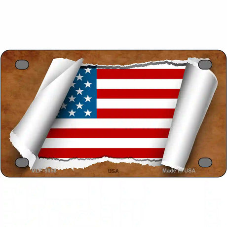 American Flag Scroll Metal Novelty License Plate 4" x 2.2" (MLP)