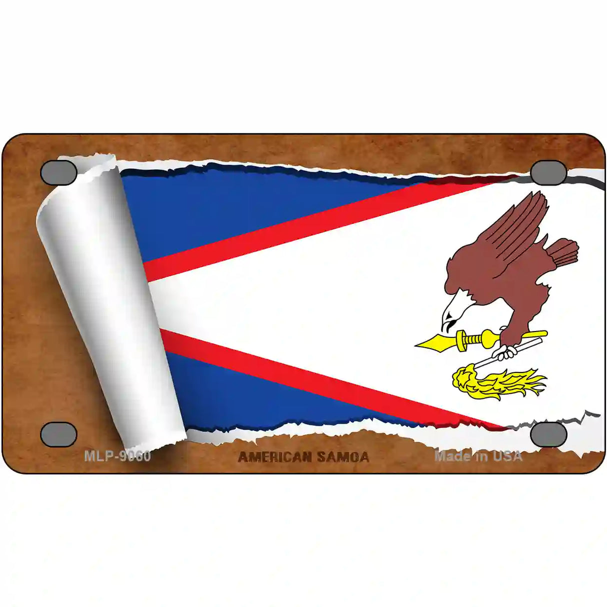 American Samoa Flag Scroll Metal Novelty License Plate 4" x 2.2" (MLP)