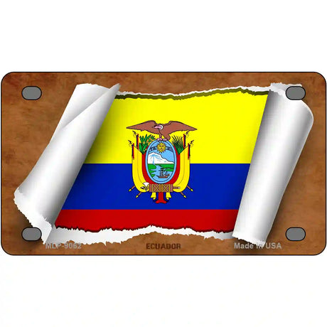 Ecuador Flag Scroll Metal Novelty License Plate 4" x 2.2" (MLP)