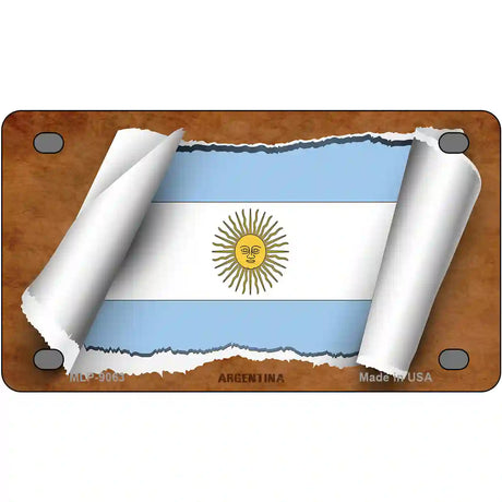 Argentina Flag Scroll Metal Novelty License Plate 4" x 2.2" (MLP)