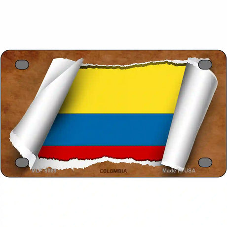 Colombia Flag Scroll Metal Novelty License Plate 4" x 2.2" (MLP)