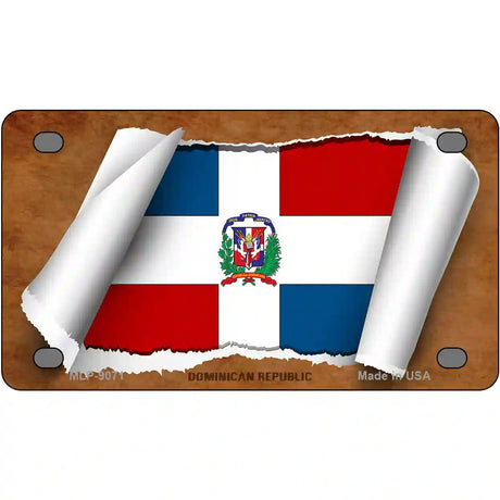 Dominican Republic Flag Scroll Metal Novelty License Plate