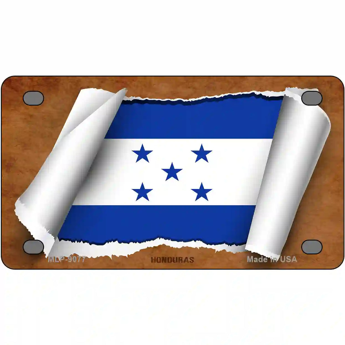 Honduras Flag Scroll Metal Novelty License Plate 4" x 2.2" (MLP)