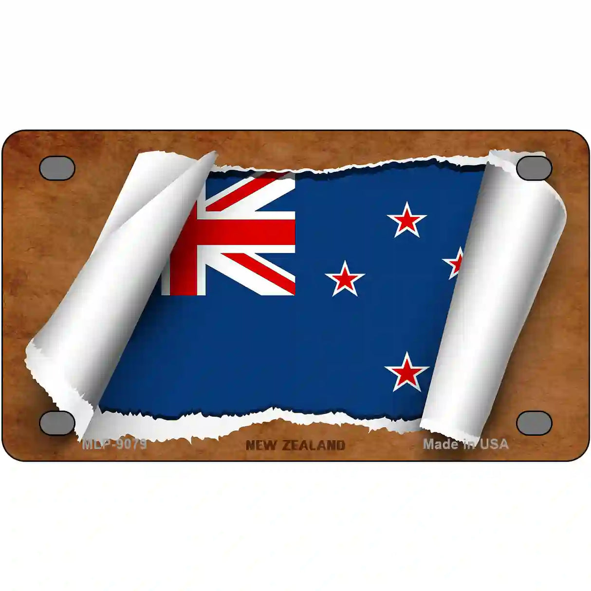 New Zealand Flag Scroll Metal Novelty License Plate 4" x 2.2" (MLP)