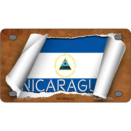 Nicaragua Flag Scroll Metal Novelty License Plate 4" x 2.2" (MLP)