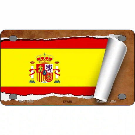 Spain Flag Scroll Metal Novelty License Plate 4" x 2.2" (MLP)