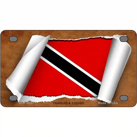 Trinidad & Tobago Flag Scroll Metal Novelty License Plate 4" x 2.2" (MLP)