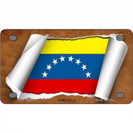 Venezuela Flag Scroll Metal Novelty License Plate 4" x 2.2" (MLP)