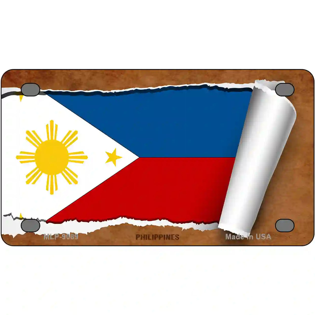 Philippines Flag Scroll Metal Novelty License Plate 4" x 2.2" (MLP)