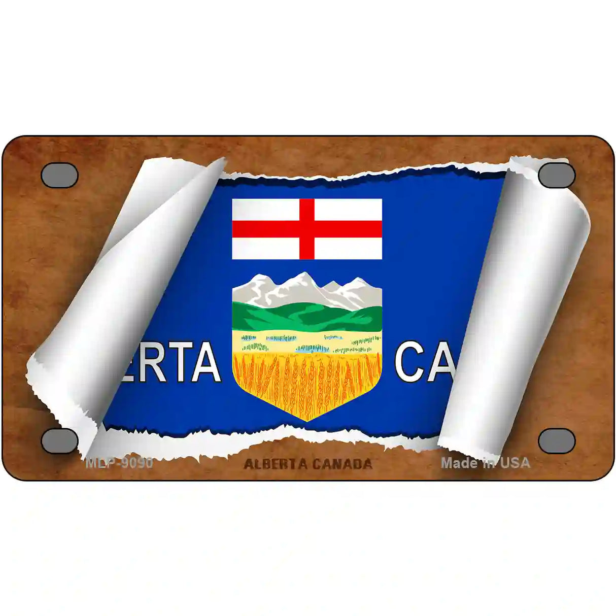 Alberta Canada Flag Scroll Metal Novelty License Plate 4" x 2.2" (MLP)