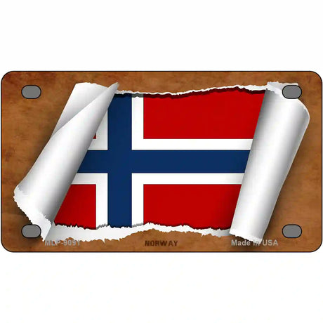 Norway Flag Scroll Metal Novelty License Plate 4" x 2.2" (MLP)