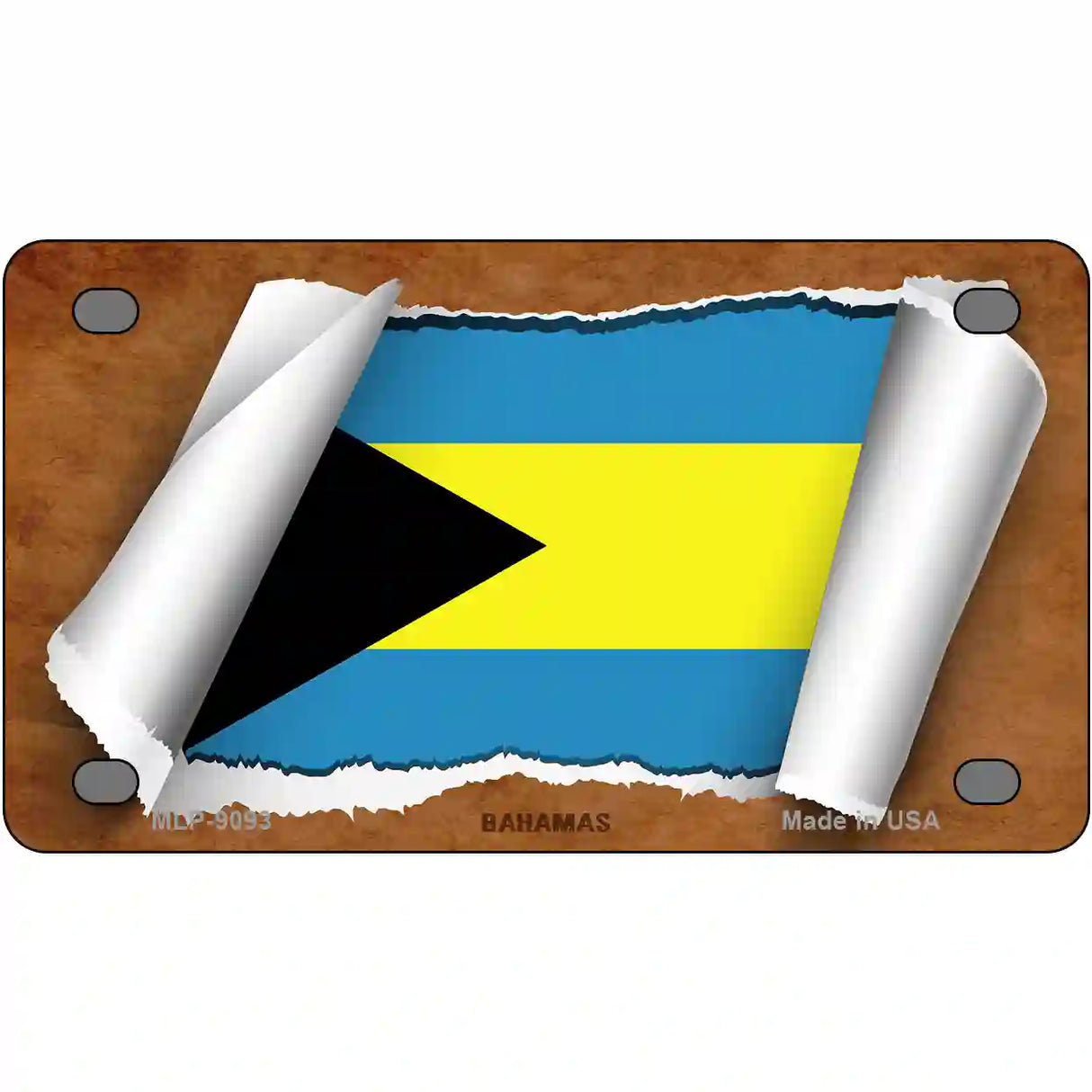 Bahamas Flag Scroll Metal Novelty License Plate 4" x 2.2" (MLP)