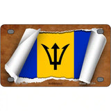 Barbados Flag Scroll Metal Novelty License Plate 4" x 2.2" (MLP)