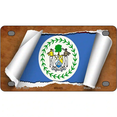 Belize Flag Scroll Metal Novelty License Plate 4" x 2.2" (MLP)