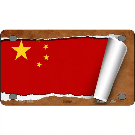 China Flag Scroll Metal Novelty License Plate 4" x 2.2" (MLP)