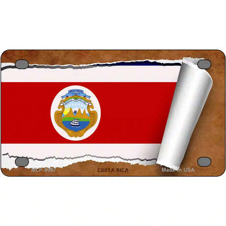 Costa Rica Flag Scroll Metal Novelty License Plate 4" x 2.2" (MLP)