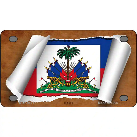 Haiti Flag Scroll Metal Novelty License Plate 4" x 2.2" (MLP)