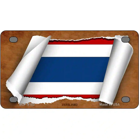 Thailand Flag Scroll Metal Novelty License Plate 4" x 2.2" (MLP)