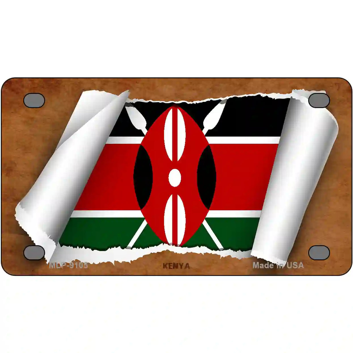 Kenya Flag Scroll Metal Novelty License Plate 4" x 2.2" (MLP)