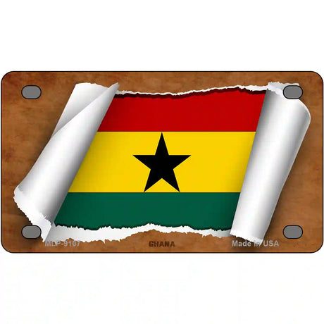 Ghana Flag Scroll Metal Novelty License Plate 4" x 2.2" (MLP)