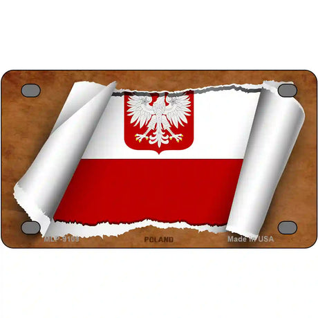 Poland/Eagle Flag Scroll Metal Novelty License Plate 4" x 2.2" (MLP)