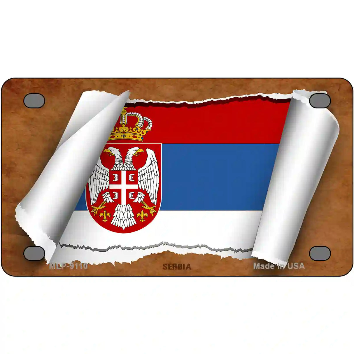 Serbia/Eagle Flag Scroll Metal Novelty License Plate 4" x 2.2" (MLP)