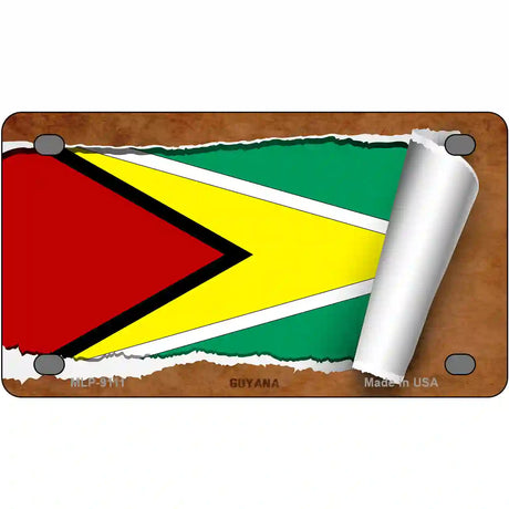 Guyana Flag Scroll Metal Novelty License Plate 4" x 2.2" (MLP)