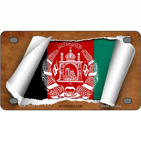 Afghanistan Flag Scroll Metal Novelty License Plate 4" x 2.2" (MLP)