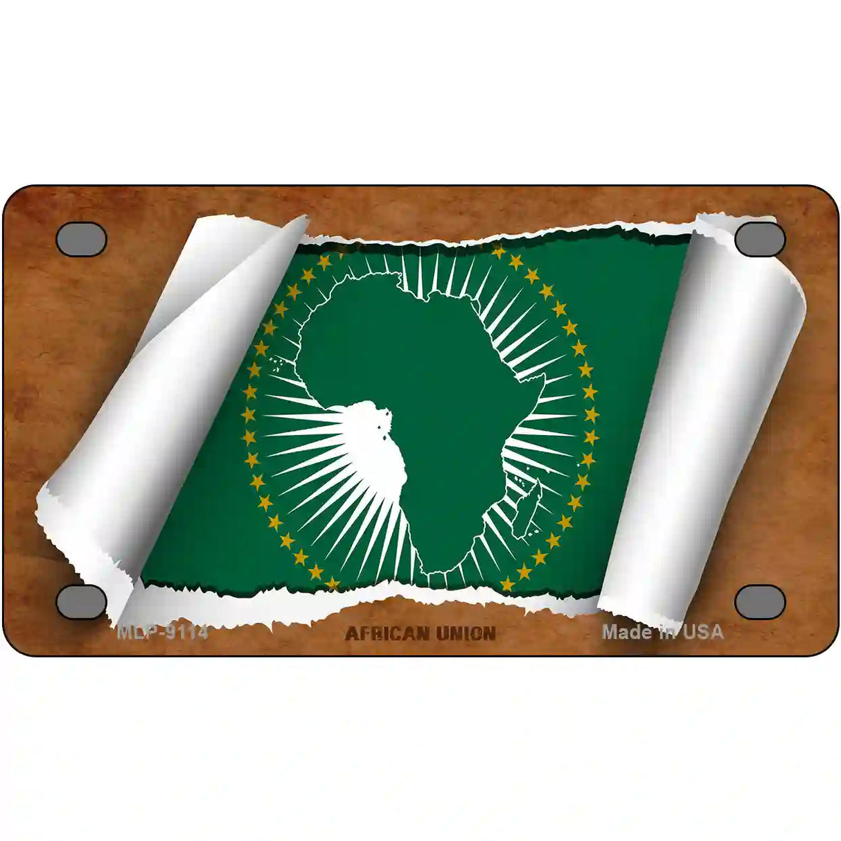 African Union Flag Scroll Metal Novelty License Plate 4" x 2.2" (MLP)