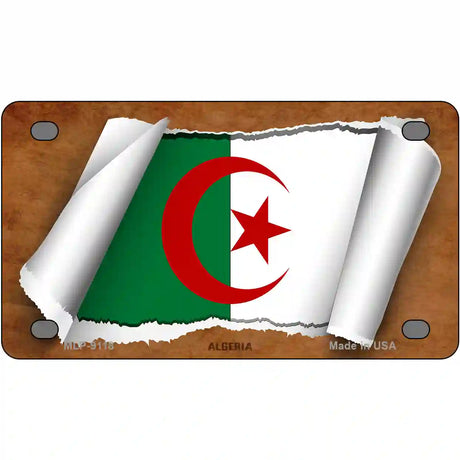 Algeria Flag Scroll Metal Novelty License Plate 4" x 2.2" (MLP)