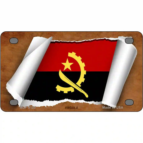 Angola Flag Scroll Metal Novelty License Plate 4" x 2.2" (MLP)