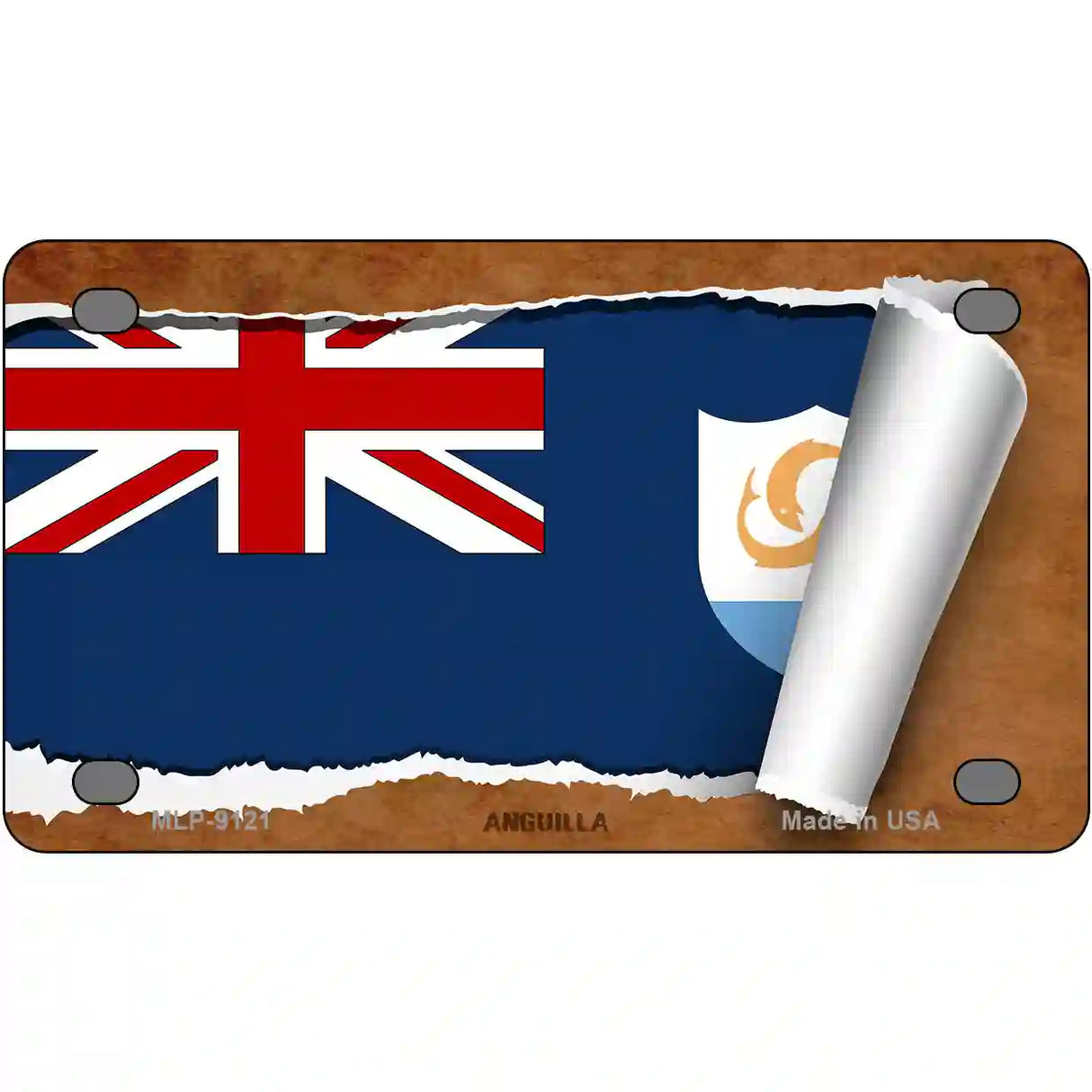 Anguilla Flag Scroll Metal Novelty License Plate 4" x 2.2" (MLP)