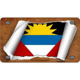 Antigua & Barbuda Flag Scroll Metal Novelty License Plate 4" x 2.2" (MLP)