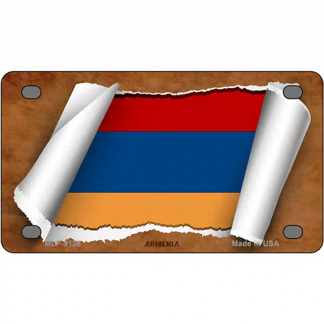 Armenia Flag Scroll Metal Novelty License Plate 4" x 2.2" (MLP)