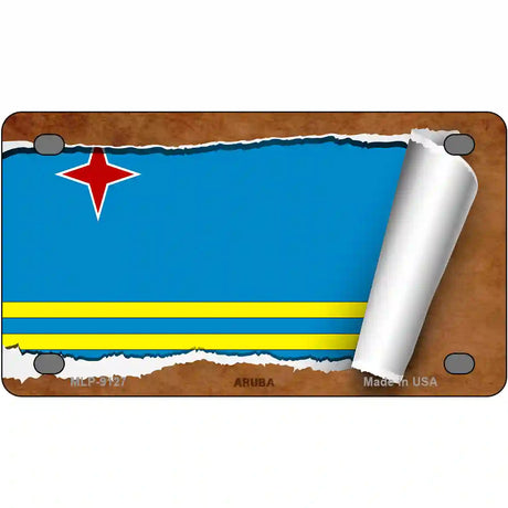 Aruba Flag Scroll Metal Novelty License Plate 4" x 2.2" (MLP)