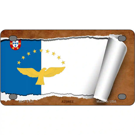 Azores Flag Scroll Metal Novelty License Plate 4" x 2.2" (MLP)